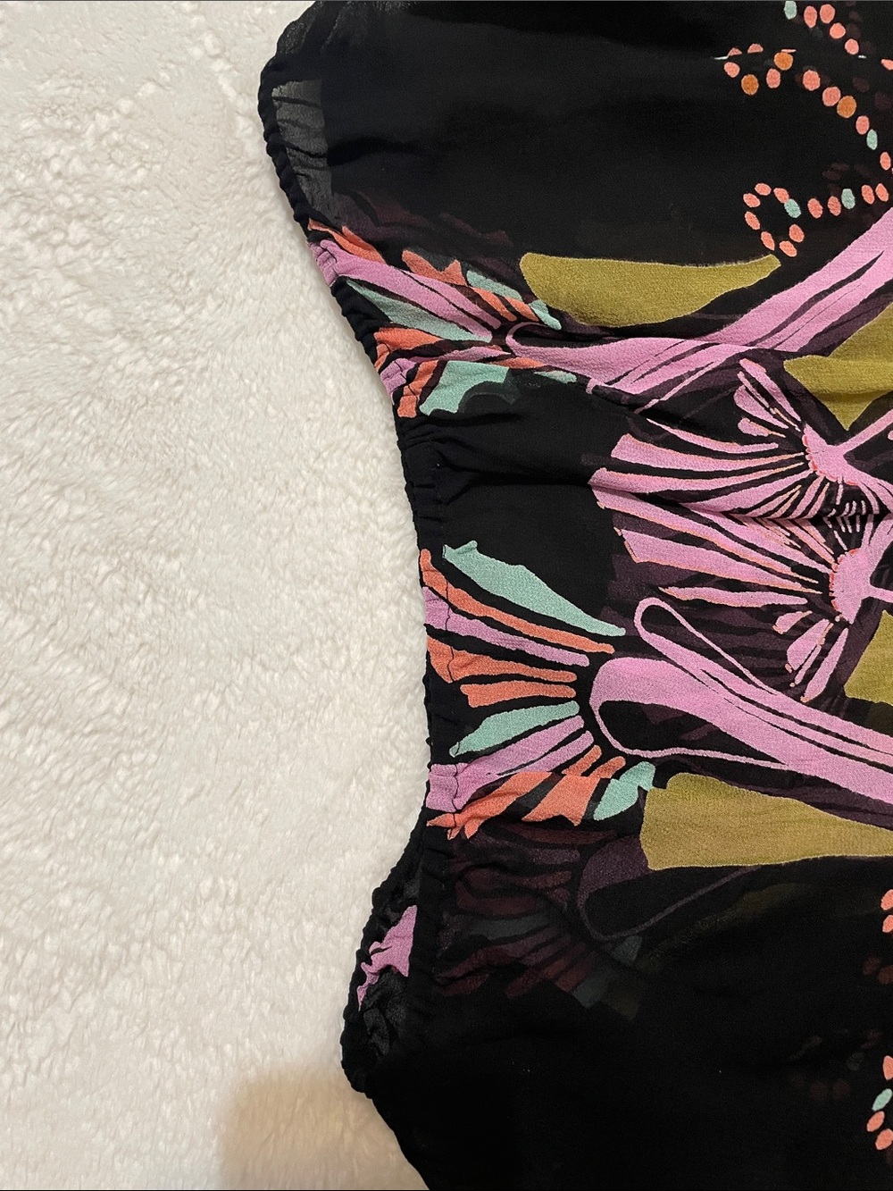 Free People Black Floral-Print Dolman Blouse with Multicolor Motif - Picture 9 of 11